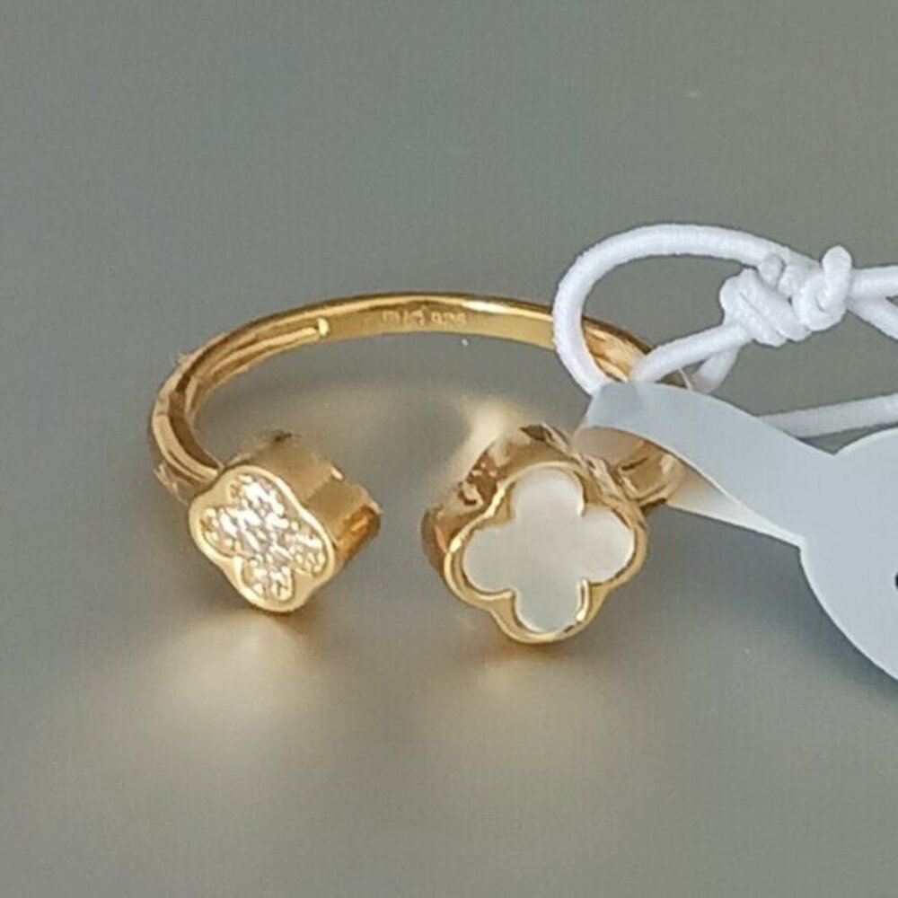 Rachel Zoe Sterling Silver 925 Gold Plated Double Clover Ring Sz. 6 - Picture 15 of 16